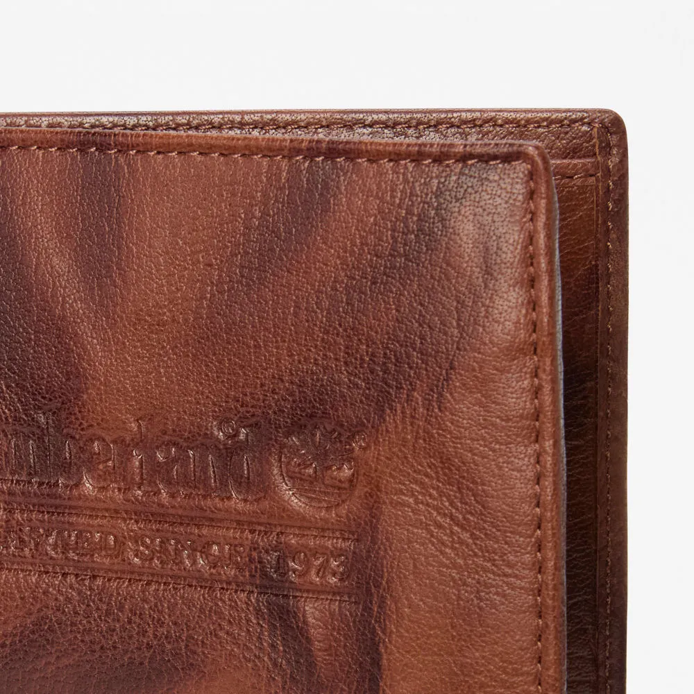 TIMBERLAND - Washed leather billfold wallet TAN