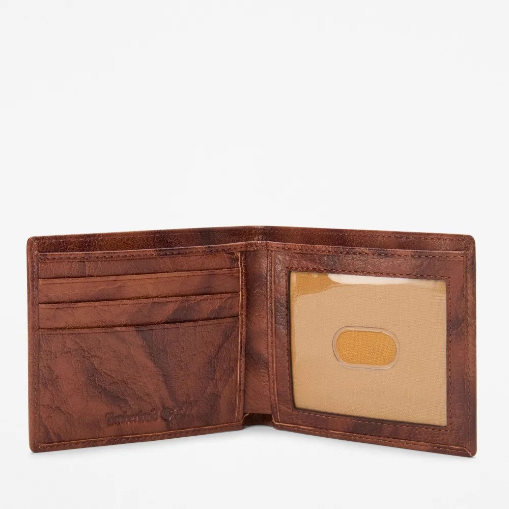 TIMBERLAND - Washed leather billfold wallet TAN