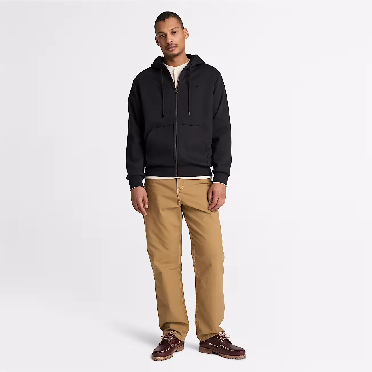 TIMBERLAND - OYSTER RIVER Chest Logo BB Zip Hoodie BLACK