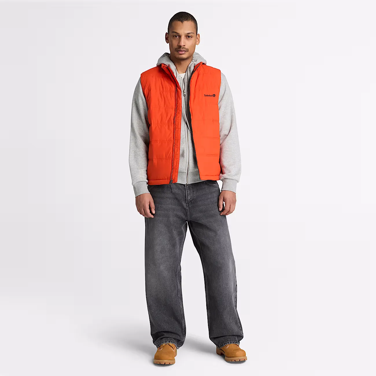 TIMBERLAND - OYSTER RIVER Chest Logo BB Zip Hoodie MEDIUM GREY HEATHER