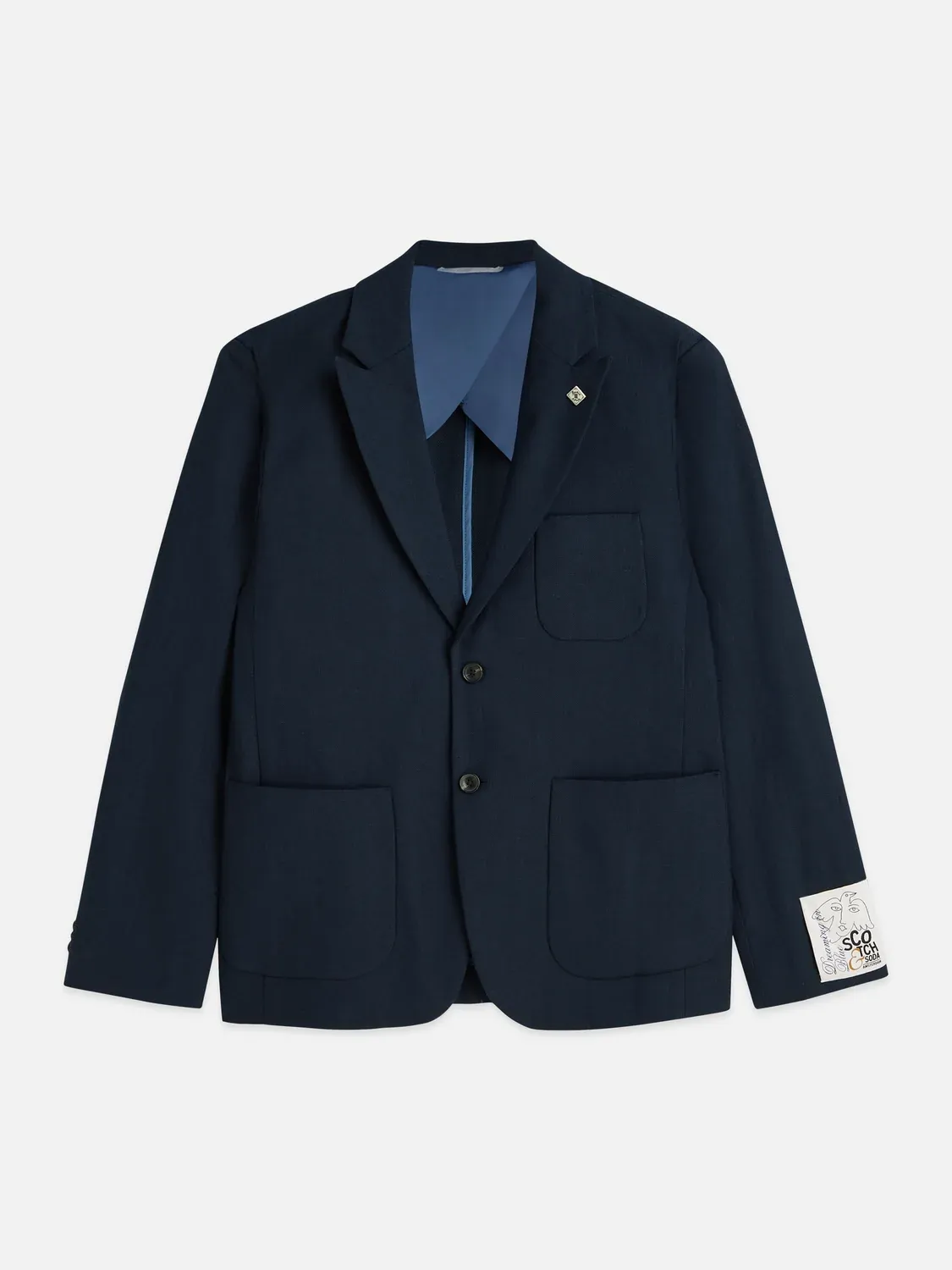 SCOTCH AND SODA - Pierce unconstructed linen blend peak lapel blazer 
