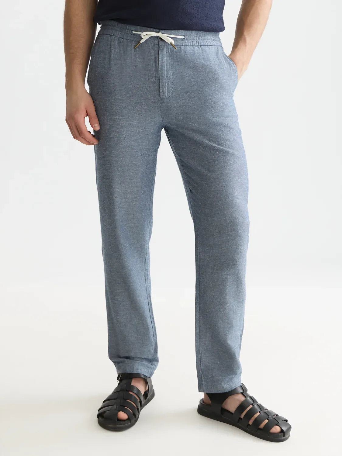 SCOTCH AND SODA - Seasonal core Warren cotton-linen twill jogger blue