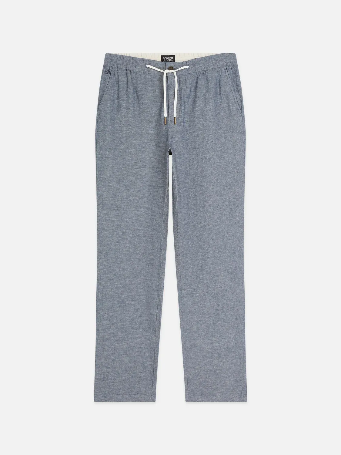 SCOTCH AND SODA - Seasonal core Warren cotton-linen twill jogger blue