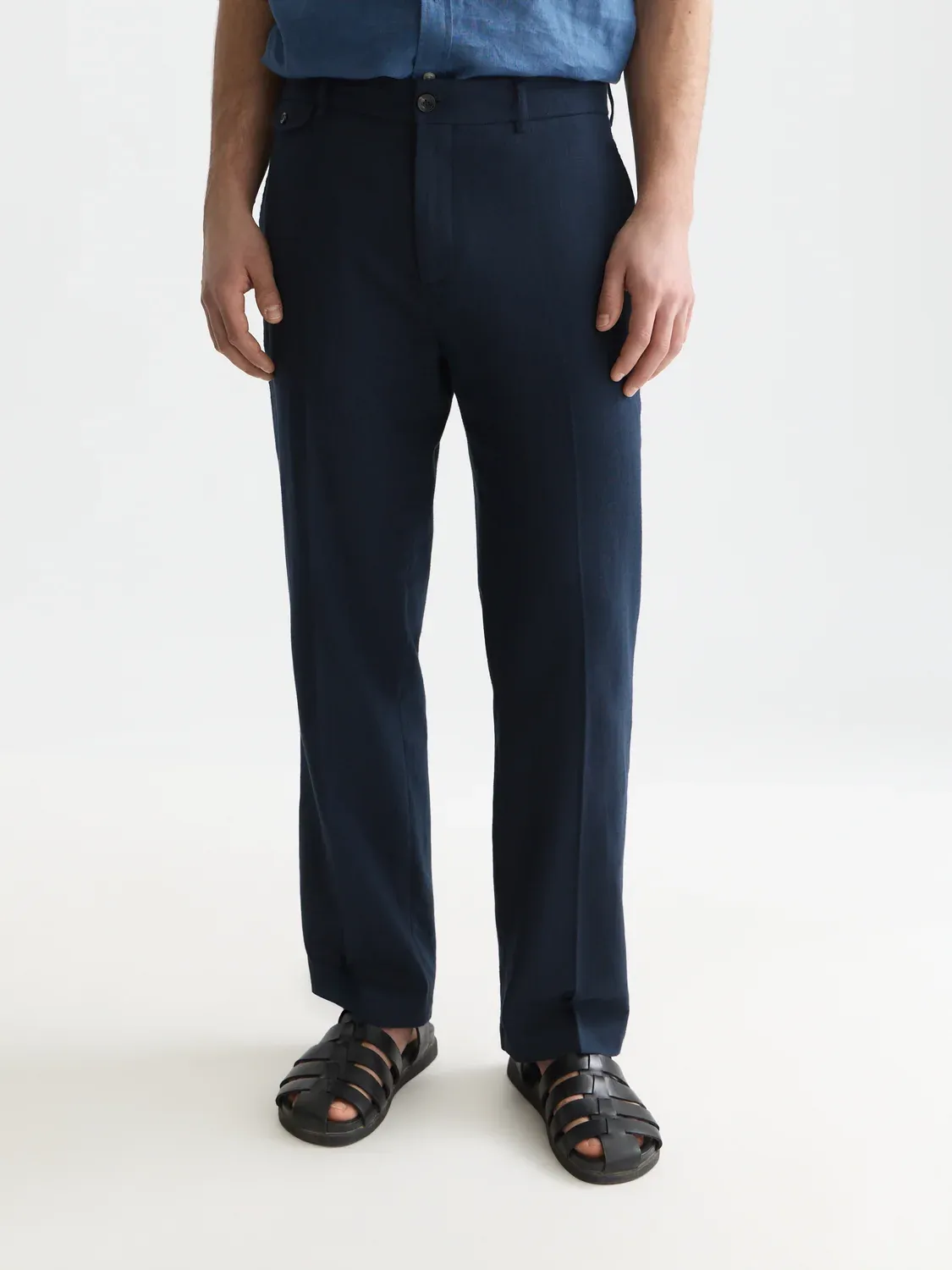 SCOTCH AND SODA - Otis linen blend herringbone relaxed straight-fit chino blue
