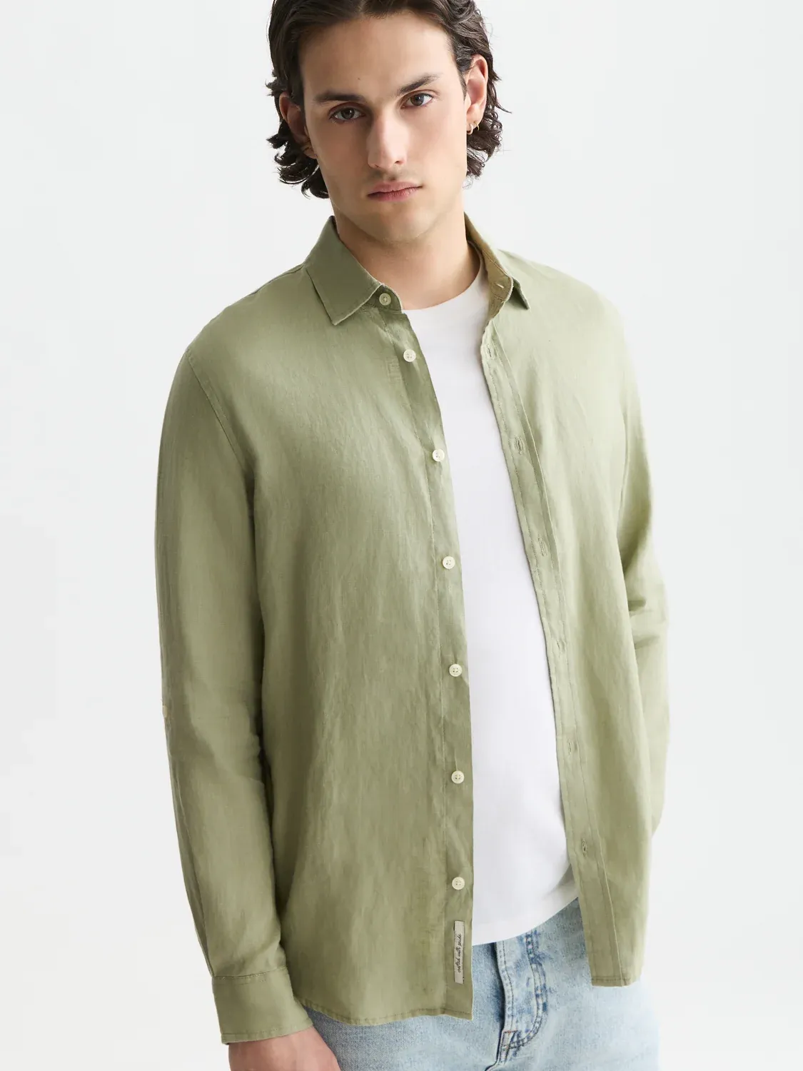 SCOTCH AND SODA - Seasonal core linen regular-fit shirt beige