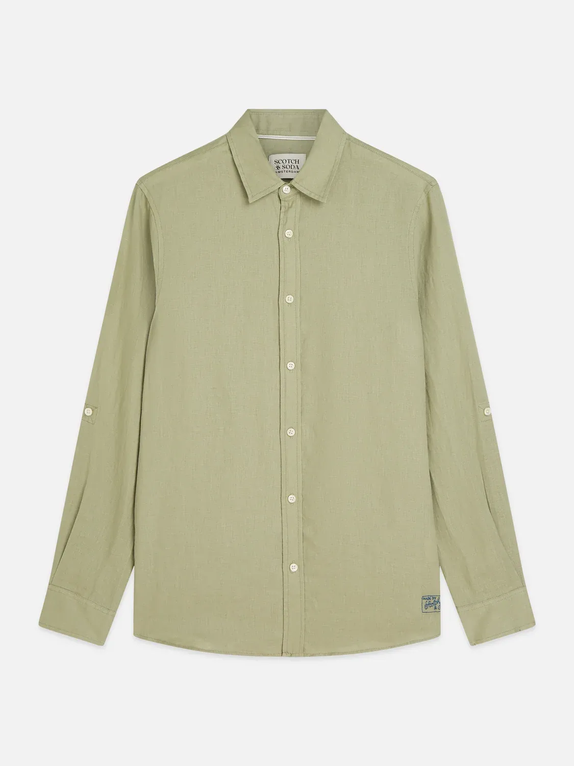 SCOTCH AND SODA - Seasonal core linen regular-fit shirt beige