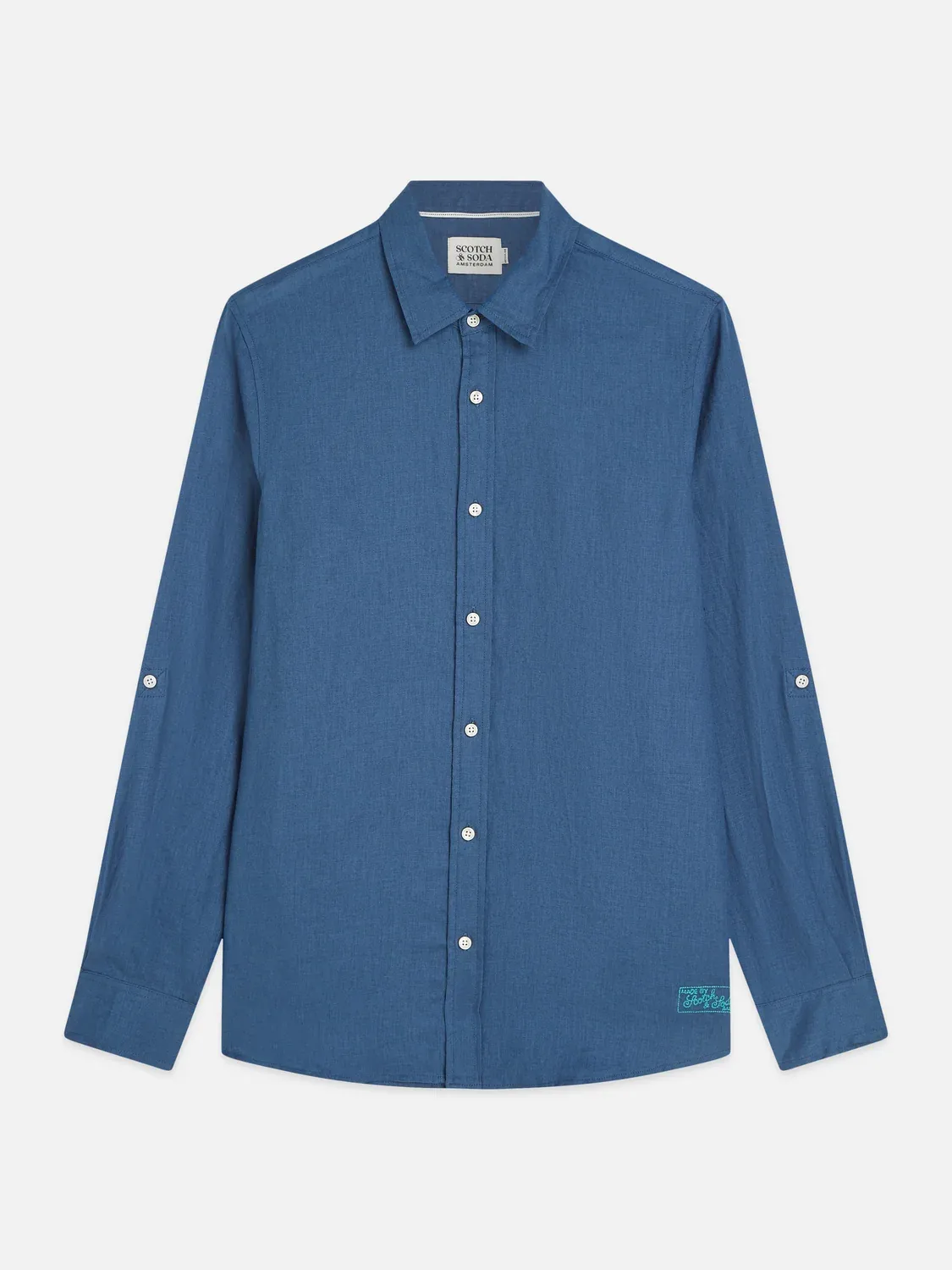 SCOTCH AND SODA - Seasonal core linen regular-fit shirt blue