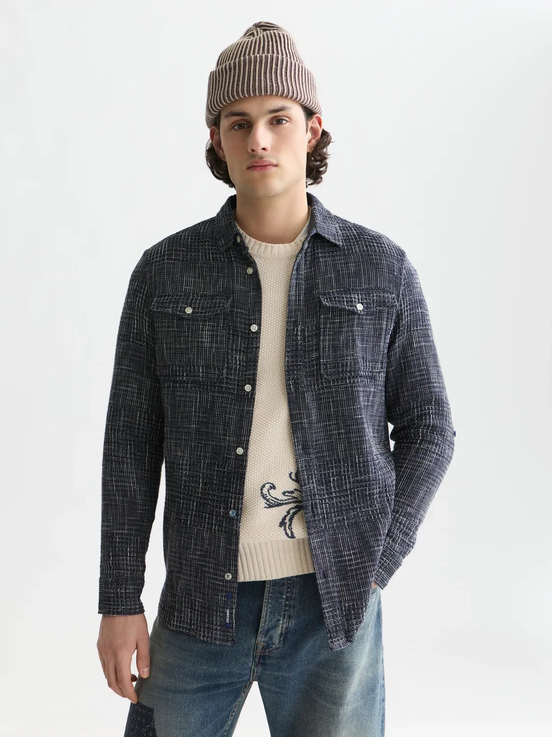 SCOTCH AND SODA - Melange waffle regular-fit shirt 