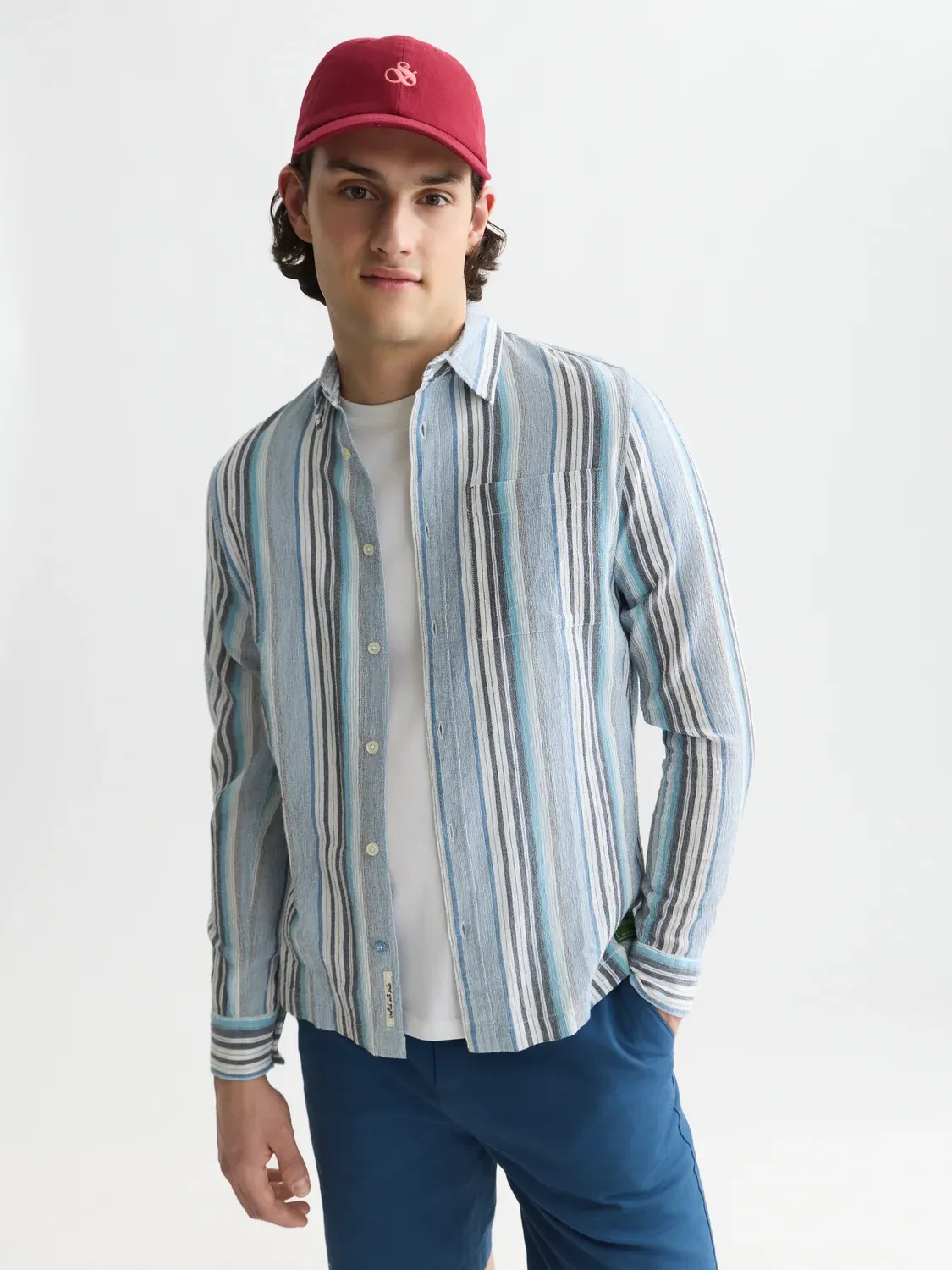 SCOTCH AND SODA - Textured stripe regular-fit shirt 