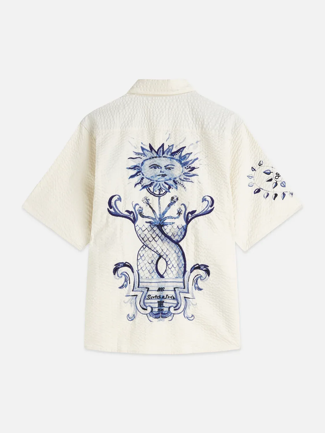 SCOTCH AND SODA - Delfts Blauw worked-out relaxed-fit short-sleeved shirt