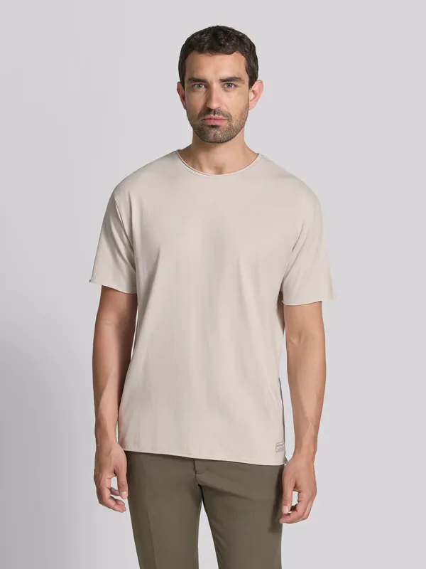 SCOTCH AND SODA - Seasonal core raw-edged garment-dyed relaxed-fit T-shirt white