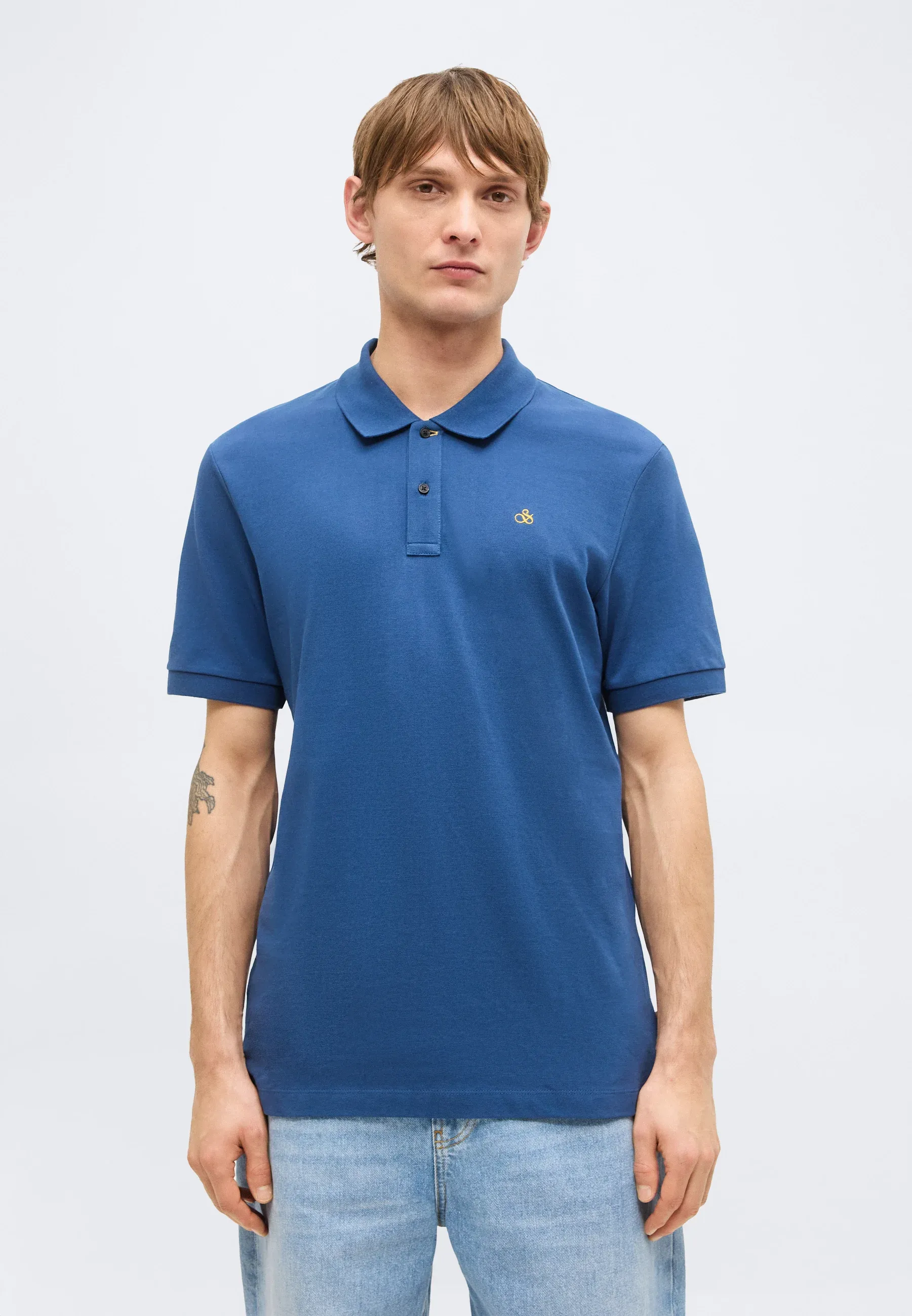 SCOTCH AND SODA - Seasonal core pique chest logo regular-fit polo blue