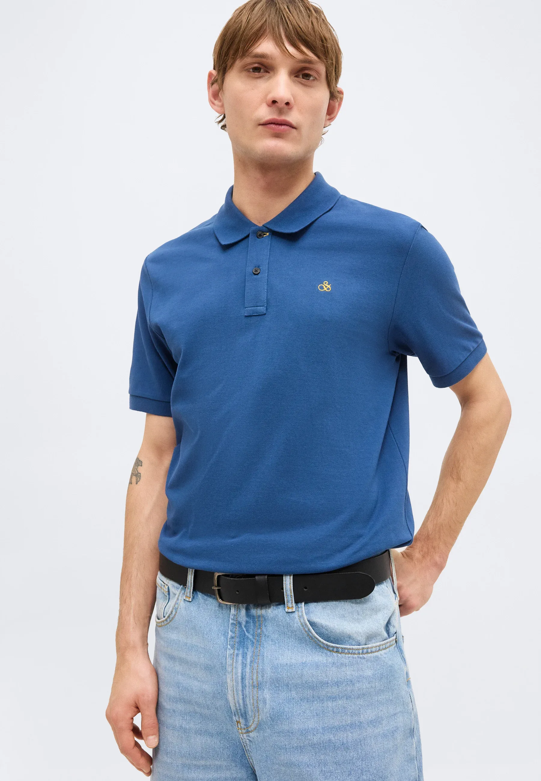 SCOTCH AND SODA - Seasonal core pique chest logo regular-fit polo blue