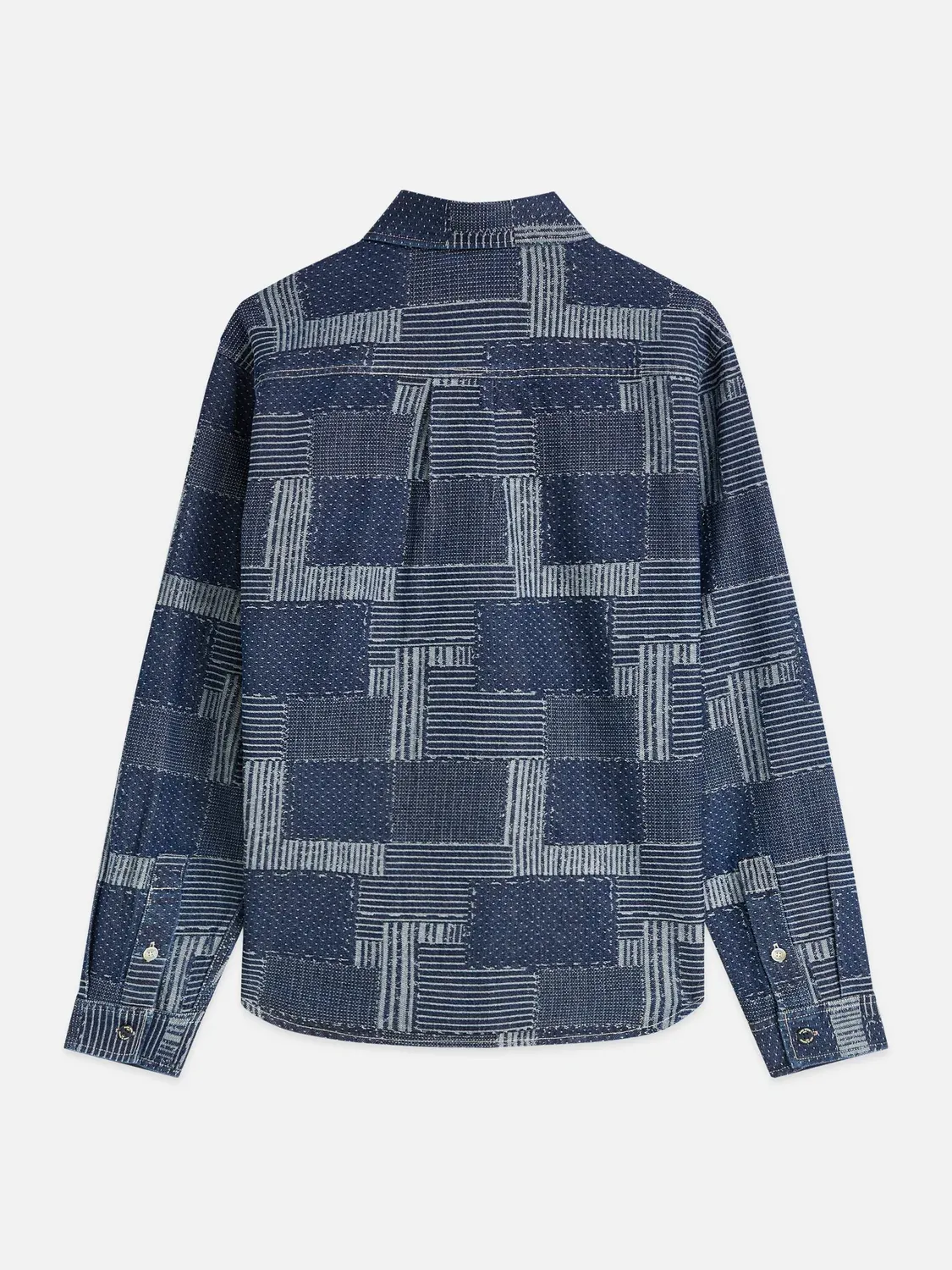 SCOTCH AND SODA - Denim patchwork relaxed-fit overshirt 