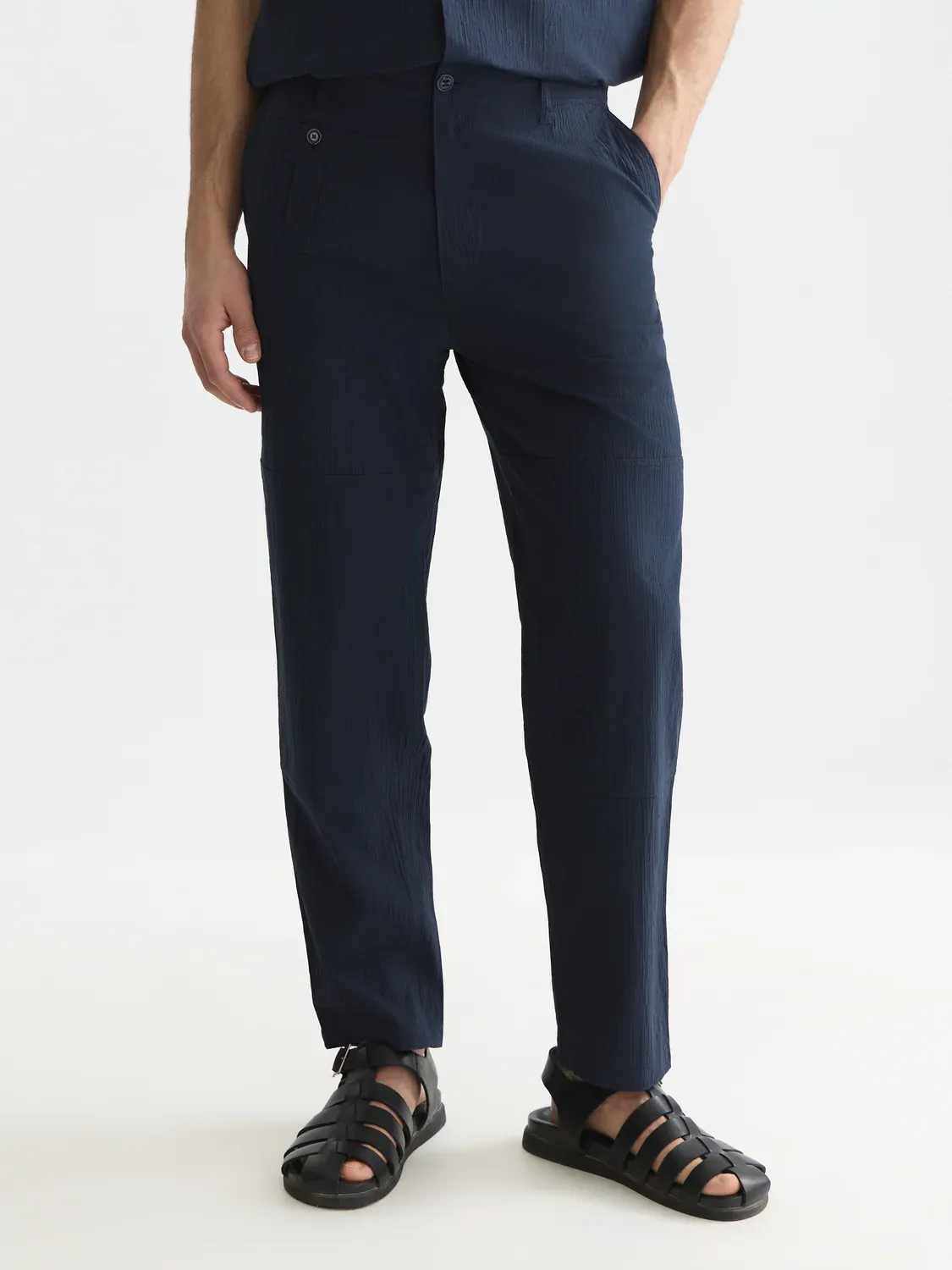 SCOTCH AND SODA - Crinckled cotton-blend relaxed straight-fit chino 