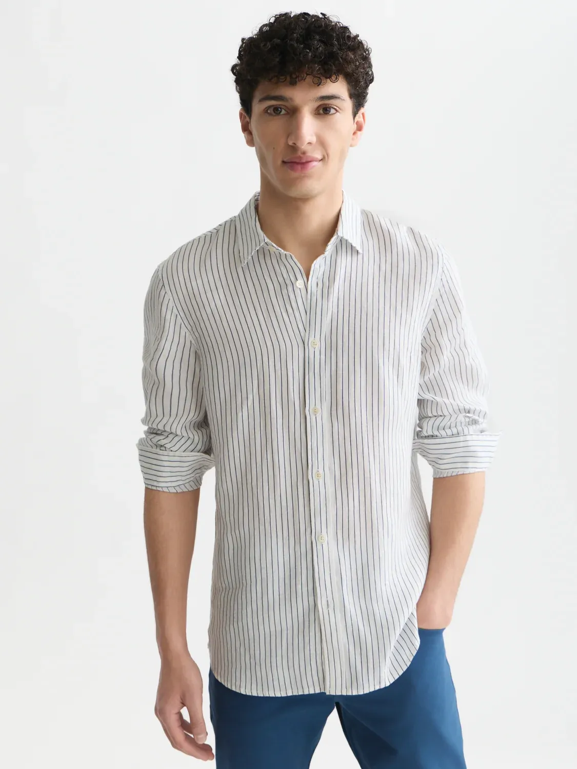 SCOTCH AND SODA - Striped linen regular-fit shirt 