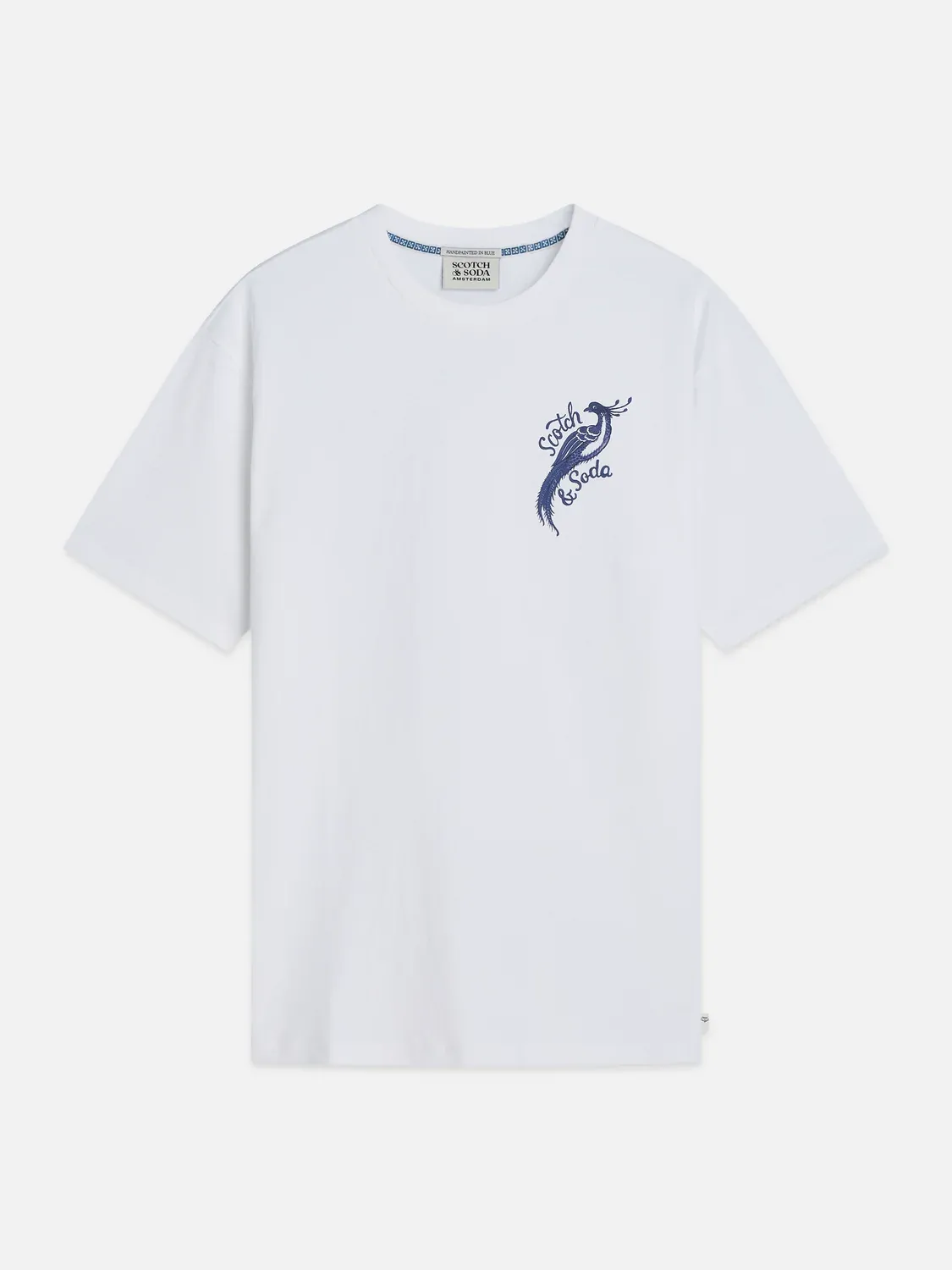 SCOTCH AND SODA - Delfts Blauw front and back artwork relaxed-fit T-shirt white 