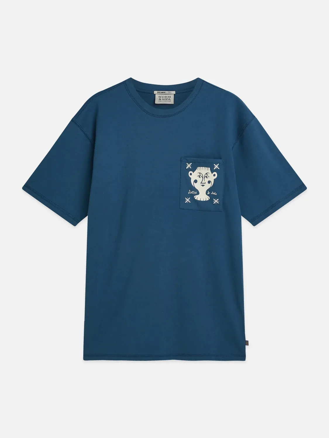 SCOTCH AND SODA - Chest pocket with artwork relaxed-fit T-shirt blue