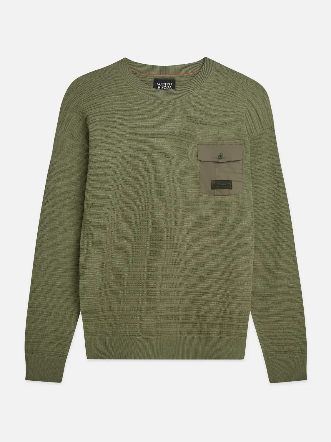 SCOTCH AND SODA - Structured chest pocket relaxed-fit pullover green
